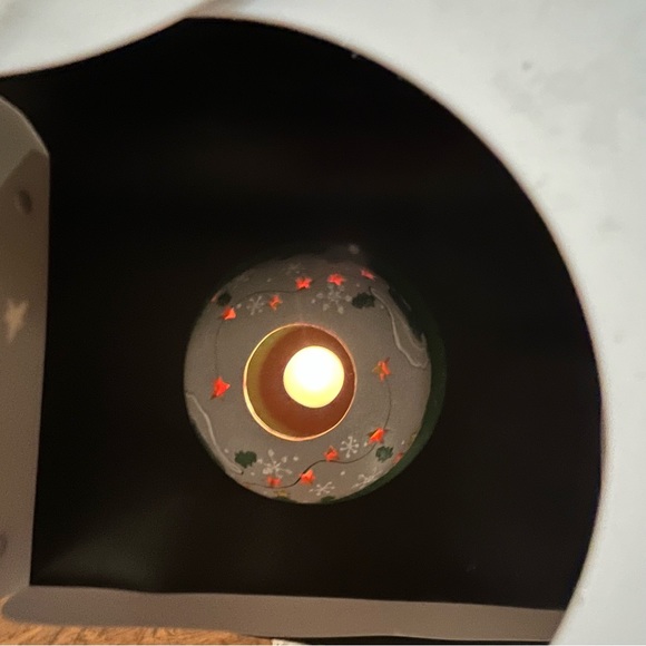 Vntge Candle Holding Glow Dome Christmas Santa & Train. Ceramic 2 Piece - Picture 6 of 16